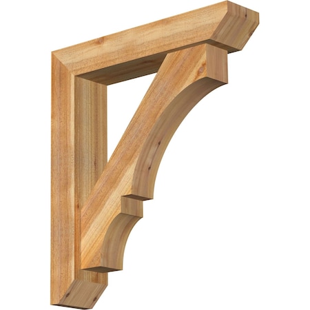 Ekena Millwork Balboa Slat Rough Sawn Bracket w/ Offset Brace, Western Red Cedar, 6"W x 28"D x 32"H BKT0604X28X32BOA06RWR